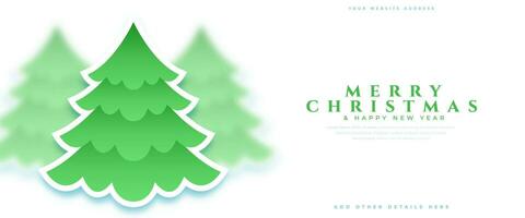 fröhlich Weihnachten Vorabend Feier Poster mit Papierschnitt Weihnachten Baum vektor