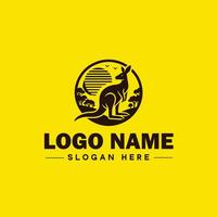 känguru logotyp och ikon symbol rena platt modern minimalistisk logotyp design redigerbar vektor