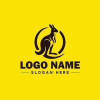 känguru logotyp och ikon symbol rena platt modern minimalistisk logotyp design redigerbar vektor
