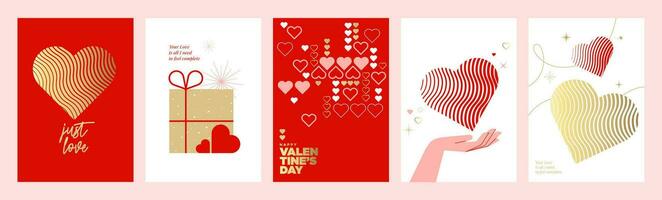 valentines dag. vektor illustrationer av hälsning kort mall, bakgrund för valentines dag, kärlek meddelande, social media posta, webb baner.