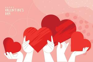 låter fira kärlek. begrepp för valentines dag kort, kärlek meddelande, bakgrund, social media, webb baner, marknadsföring. vektor