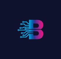 b Alphabet Daten Lager Technologie Logo Design Konzept vektor