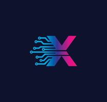 x Alphabet Daten Lager Technologie Logo Design Konzept vektor