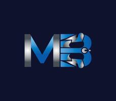 elektrisch mb Brief kreativ Unternehmen Logo Design Blau Farbe Konzept vektor