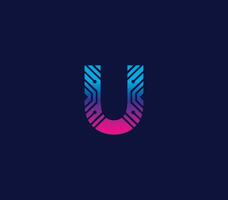 u Alphabet Technologie Logo Design Konzept vektor