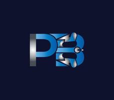 elektrisk pb brev kreativ företag logotyp design blå Färg begrepp vektor