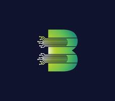 b alfabet teknologi data krets logotyp design företag begrepp vektor