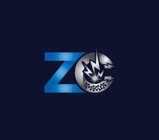 elektrisk energi abstrakt zc brev kreativ logotyp teknologi design blå eller silver- Färg vektor