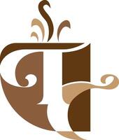 tc brev kaffe affär logotyp design företag begrepp vektor