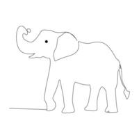 Welt wild Leben kontinuierlich Single Linie Kunst Zeichnung und Elefant einer Linie Gliederung Vektor Kunst Illustration