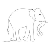 värld vild liv kontinuerlig enda linje konst teckning och elefant ett linje översikt vektor konst illustration