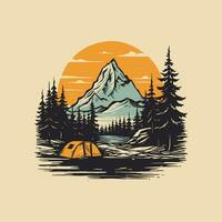 Camping Jahrgang Vektor Illustration zum T-Shirt Design