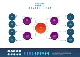 infographic för företag organisation Diagram modell avdelning mall, lätt till förändra titel och använda sig av skulle kunna tillämpa data tidslinje diagram färdplan Rapportera eller framsteg presentation. vektor