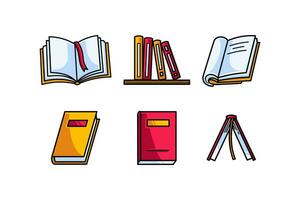 einstellen von Kind Bücher Schreibwaren Illustration zum Bildung und zurück Schule vektor