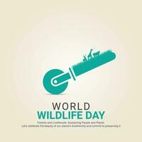 Welt Tierwelt Tag, Banner Vektor Abbildung, Vektor wild Tiere