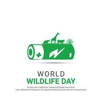 Welt Tierwelt Tag, Banner Vektor Abbildung, Vektor wild Tiere