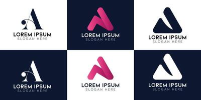 uppsättning kreativ samling brev en logotyp design mall. kreativ aning symbol för personlig varumärke, företag vektor