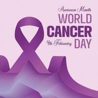 värld cancer dag affisch bakgrund mall design med band symbol vektor illustration