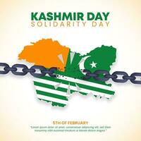 kashmir dag solidaritet dag bakgrund med en kashmir flagga Karta och bruten kedja vektor