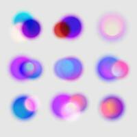 Vektor einstellen von hell Gradient verschwommen Kreise. bunt abstrakt Stelle mit verwischen, Bokeh Wirkung. isoliert Vorlage im Blau und violett Farben. Blendung Illustration