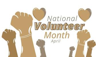 nationell volontär- månad. bakgrund, baner, kort, affisch, mall. vektor illustration.