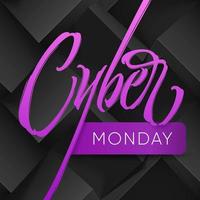 cyber måndag typografi på mörk geometri bakgrund för kort, banners, annonser, reklam broschyrer, häften, försäljning, kampanjer. vektor handskriven kalligrafi.