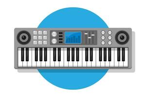 modern elektronisch Tastatur Musical Instrument Musical Prozessor bewirken Synthesizer. modern Elektro Klavier Schlüssel Vektor Illustration