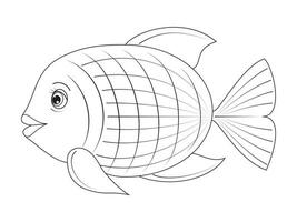 fish2funny Fisch Karikatur Zeichen Vektor Illustration. zum Kinder Färbung Buch.