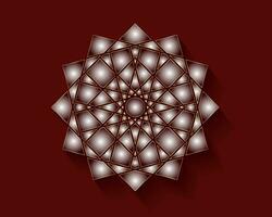mystisk blomma motiv, Begagnade i de ottoman och arabicum perioder. helig geometri, guld lyx stjärna mandala, vektor illustration. tolv ensidig geometrisk, arab juvel begrepp isolerat på röd bakgrund