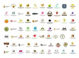 Logo Mega Sammlung. Essen und trinken Vektor Logo einstellen auf verschiedene Themen.