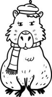 ein Karikatur Tier tragen ein Hut und Schal vektor