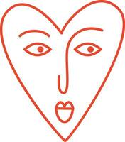 retro ljus häftig hjärta med söt ansikte, illustration av lekfull kärlek hjärtan vektor
