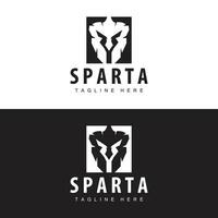 spartansk logotyp, barbar krigare bricka design enkel silhuett spartansk krig hjälm vektor