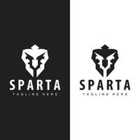 spartansk logotyp, barbar krigare bricka design enkel silhuett spartansk krig hjälm vektor