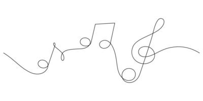kontinuierlich Linie Zeichnung von verdreifachen Notenschlüssel Musik- Anmerkungen minimalistisch vektor
