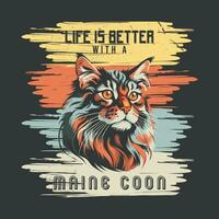maine Coon katt tshirt design vektor illustration
