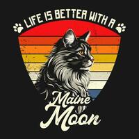 Maine Waschbär Katze Rasse T-Shirt Design vektor