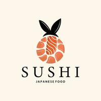 sushi logotyp enkel design sushi japansk mat ikon mall produkt japansk kök vektor