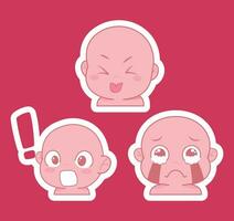 süß Karikatur Ausdruck Emoji Charakter Vektor Design Kunst zum Aufkleber Vorlage