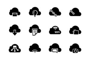 enkel uppsättning av dator moln relaterad vektor linje ikoner. innehåller sådan ikoner som data överföra, moln inställningar och Mer.