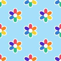 Blume mit lgbt Flagge. nahtlos Muster mit Regenbogen farbig Blume. lgbt Aufkleber im Gekritzel Stil. lgbtq, lgbt Stolz Gemeinschaft Symbol. Vektor Illustration.