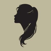Silhouette von ein Mädchen mit lange Haar. Vektor Illustration.