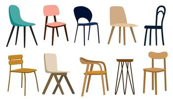 stol och fåtölj uppsättning. trendig bekväm stolar. möbel för Hem och levande rum. mjuk möbel, lyx soffa. hand dragen vektor klotter element