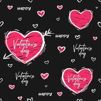 nahtlos schwarz Muster Valentinstag Tag skizziert Herzen. das Gekritzel Stil romantisch und festlich Atmosphäre, geeignet zum Karten, Verpackung, und Dekorationen. Ideal zum Liebe und Feier. nicht ai. vektor