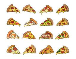 uppsättning av skiva av pizza med smältande ost vektor illustration