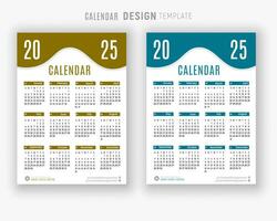 vektor 2025 kalender design mall för Lycklig ny år planerare