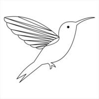 kontinuerlig ett linje konst teckning kolibri hand dragen vektor illustration av stil