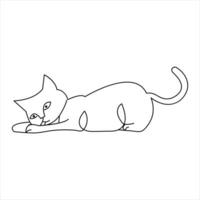 kontinuierlich einer Linie Katze Haustier Tier Gliederung Kunst Vektor Illustration und minimalistisch Zeichnung