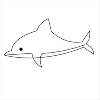 Delfin Fisch Gliederung Vektor Illustration und minimalistisch Design kontinuierlich Single Linie Kunst Zeichnung