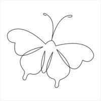 Schmetterling einer Linie Kunst Zeichnung kontinuierlich schön fliegend Gliederung Vektor Kunst Illustration Design